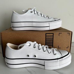Converse Women's All-Star Lift Leather Clean Ox Sneakers - White - 8